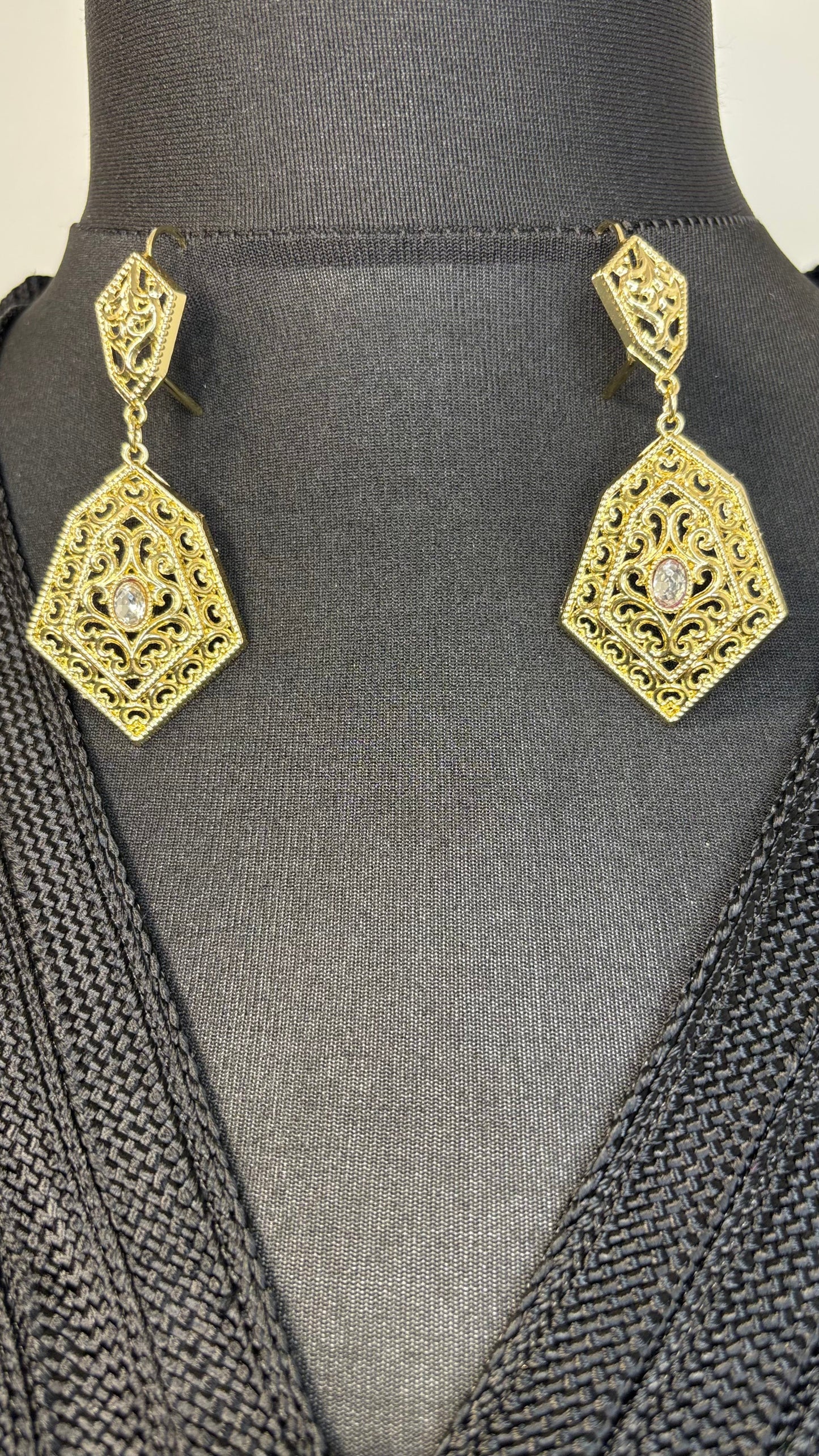 Boucles D'oreilles Pendantes cristal & or