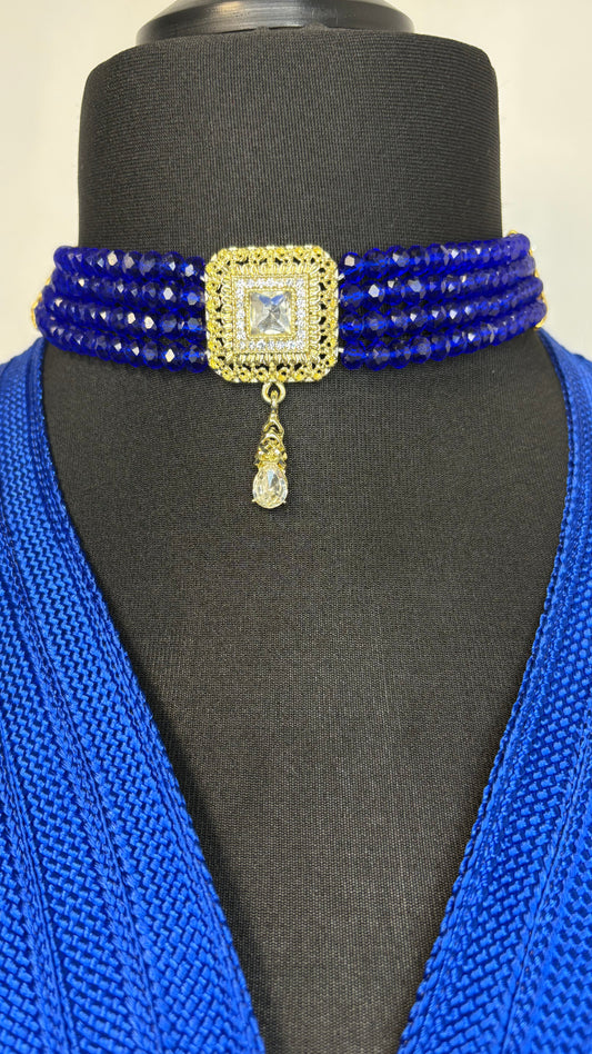 Collier Ras du Cou Bleu Roi
