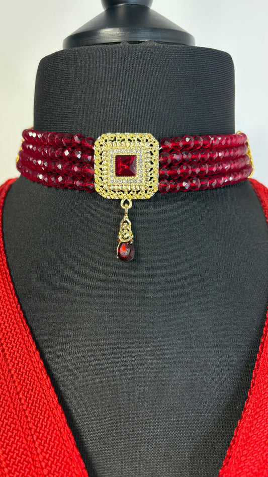 Collier Ras du Cou Rouge
