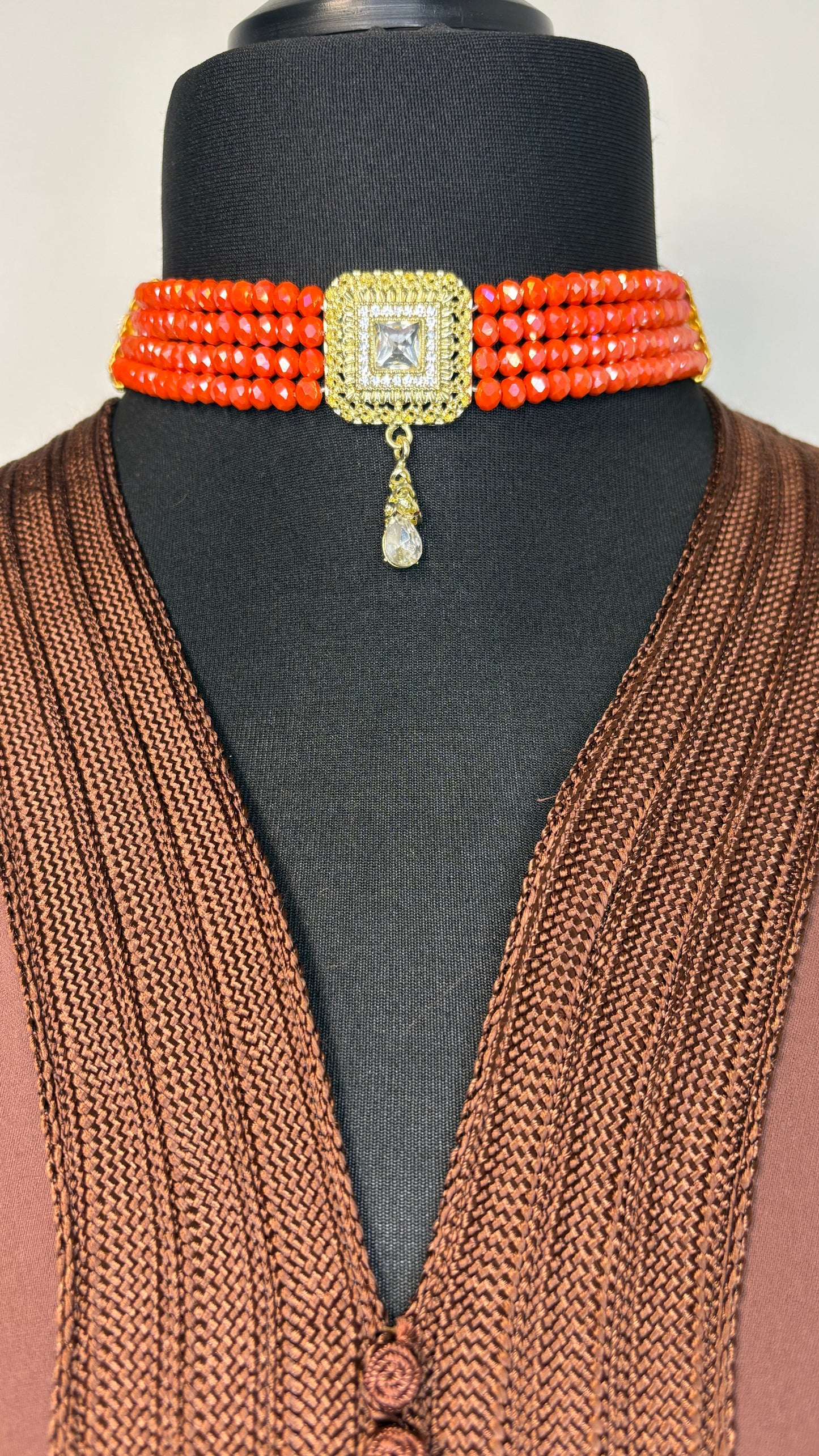 Collier Ras du Cou Orange