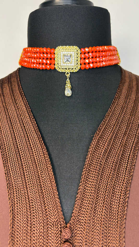 Collier Ras du Cou Orange